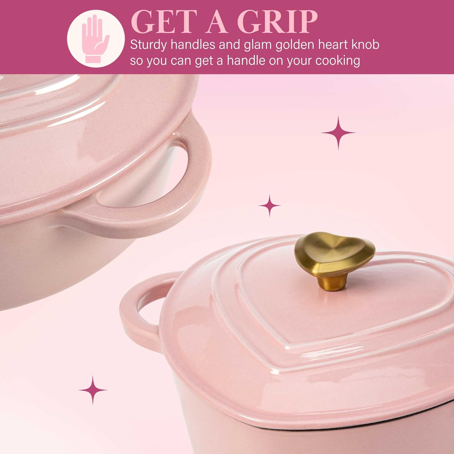 Cocotte Cœur Paris Hilton 4L - Fonte émaillée Rose - Aller Au Four 260°C - Toutes Cuisinières